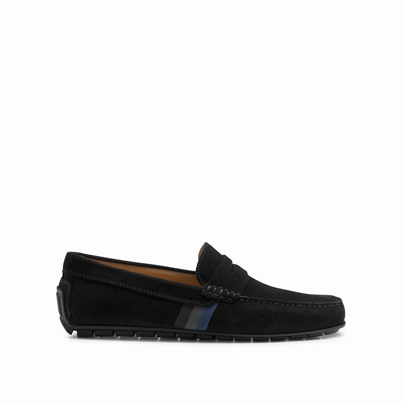 Russell & Bromley Soft Wear Mens Driving Loafers Black |IKU9973IB|